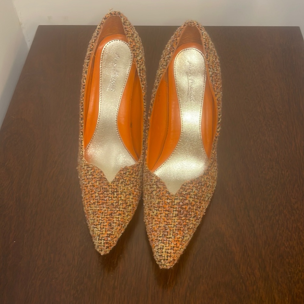 Orange tweed heels